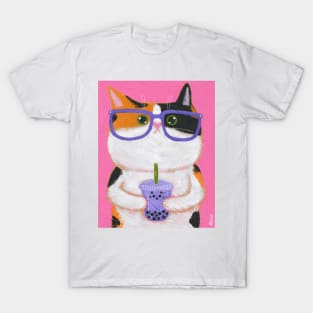 Calico Cat With Taro Boba T-Shirt